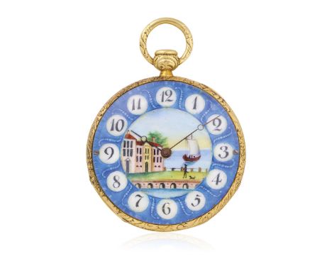 GOLD REPEATER WATCH, SIGNED AUBERT, CIRCA 1820 - Case: n. 20539, four-body, gold, caseback with guilloché decoration. Dial: b