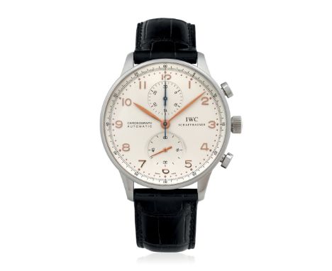 IWC PORTUGIESER CHRONOGRAPH REF. 3714, 2000s - Case: signed, n. 2909749, stainless steel, caseback with screws, round pushers