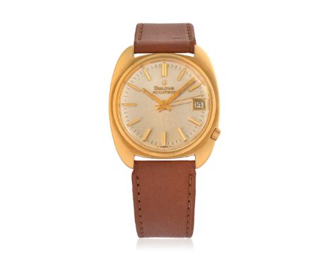 BULOVA ACCUTRON IN GOLD, 70s - Case: signed, n. 1-993056 N0, 18K gold, caseback with steel screw-down ring. Bracelet/Strap: –