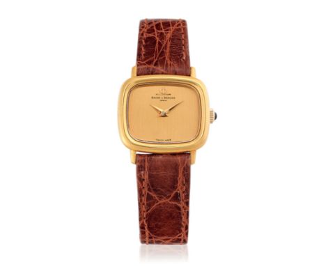 BAUME & MERCIER REF. 38264 IN ORO, SCATOLA E GARANZIA, ANNI '80 - Case: signed, n. 612089, 18K gold, snap-on caseback. Bracel