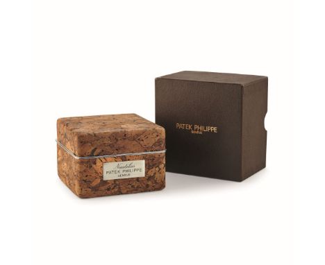 PATEK PHILIPPE CORK BOX MODEL NAUTILUS - Accompanied by outer box, cork box with steel plate engraved Nautilus, for reference