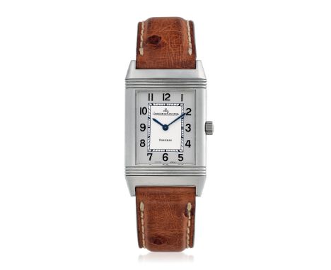 JAEGER-LECOULTRE REVERSO REF. 252.8.86, 90s - Case: signed, n. 2487691, stainless steel, engraved monogram. Bracelet/Strap: s