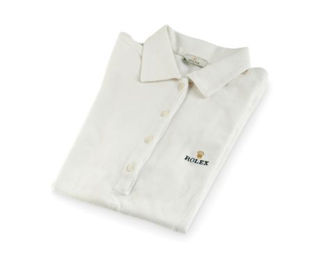 ROLEX POLO SHIRT - White with embroidered logo.