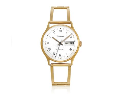 BULOVA AUTOMATIC IN GOLD, 70s - Case: signed, italian hallmarks, n. 15 33575 083, 18K gold, snap-on caseback. Bracelet/Strap: