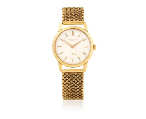 PATEK PHILIPPE REF. 2577 IN GOLD AND ENAMEL DIAL, EXTRACT FROM THE ARCHIVES REQUESTED, 50s - Case: signed, n. 689671, 18K gol