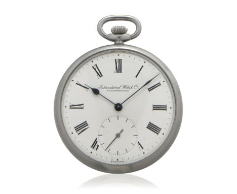 IWC POCKET WATCH, 70s - Case: signed, n. 2039390, three-body in stainless steel, snap on caseback. Dial: signed, white, Roman