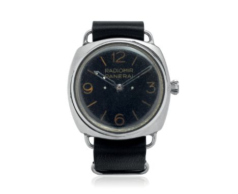 PANERAI RADIOMIR REF. 3646 RIVETED DIAL, "C" SERIES, 40s - Case: signed, n. 1010291, stainless steel, screw-down caseback. Br