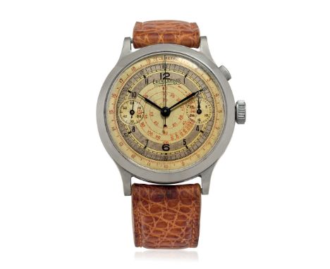 EBERHARD & CO PRE-EXTRA FORT, 30s - Case: signed, n. 14971, staybrite stainless steel, snap-on caseback, olive mono-pusher. B
