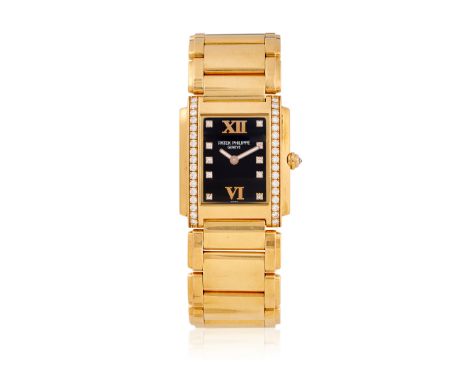 PATEK PHILIPPE TWENTY-4 REF. 4910/11, 2000s - Case: signed, n. 4145888, 18K gold, sides set with diamonds, caseback with scre