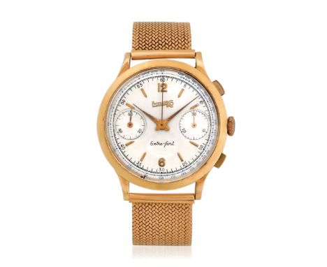 EBERHARD & CO EXTRA-FORT IN GOLD, 40s - Case: signed, n. 1033584, 18K gold, snap-on caseback. Bracelet/Strap: 18K gold, jewel