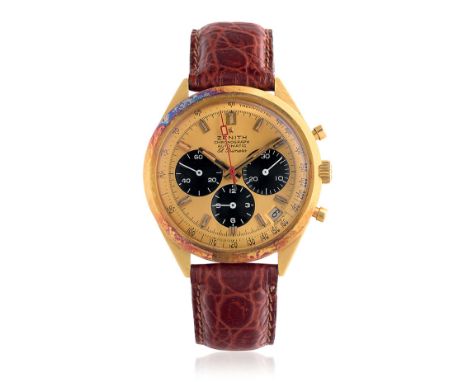 ZENITH EL PRIMERO REF. G582 IN GOLD, CIRCA 1970 - Case: signed, n. 485D738, 18K gold, snap-on caseback. Bracelet/Strap: – Dia