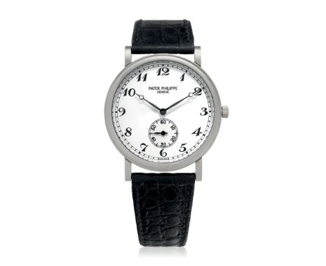 PATEK PHILIPPE CALATRAVA REF. 5022 IN WHITE GOLD, 90s - Case: signed, n. 4095834, in 18K white gold, snap on caseback. Bracel