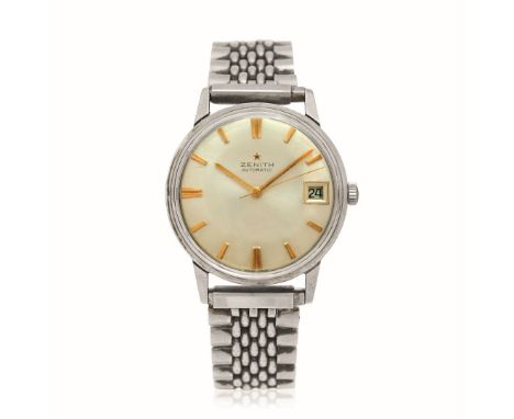 ZENITH AUTOMATIC, 60s - Case: signed, stainless steel, screw-down caseback. Bracelet/Strap: in steel, unbranded. Dial: signed