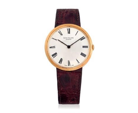 PATEK PHILIPPE REF. 2591 IN GOLD, 60s - Case: signed, n. 427094, 18K gold, snap-on caseback, central lugs. Bracelet/Strap: si
