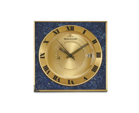 JAEGER-LECOULTRE MEMOVOX "LAPIS LAZULI" TRAVEL WATCH, 60s - Case: n. 1234221, gilded brass and lapis lazuli-style lacquer, sn