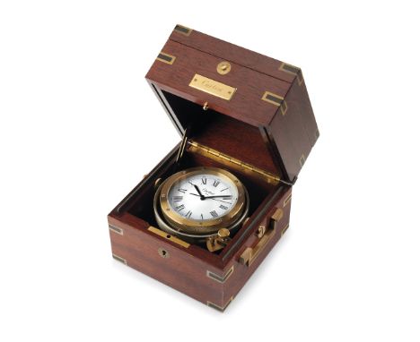 CARTIER IMHOF MARINE CHRONOMETER, 80s - Case: wooden with, Gardanic joint, Cartier signed plate. Dial: signed, Roman numerals