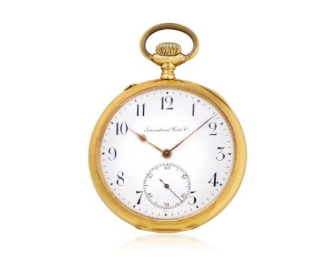 IWC CHRONOMETRE IN GOLD, CIRCA 1910  - Case: signed, n. 487751, 18K gold, engine turned caseback, signed dome. Dial: signed, 