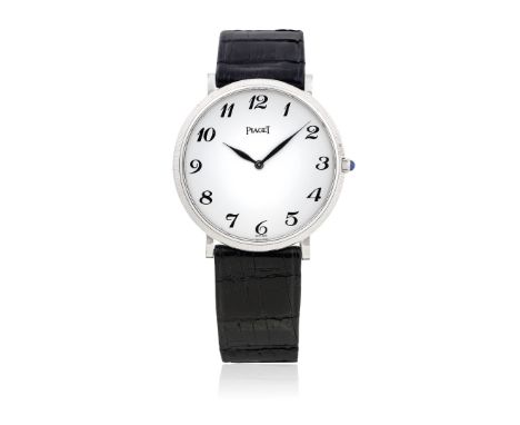 PIAGET REF. 9023 IN WHITE GOLD, 80s - Case: signed, n. 161999, 18K white gold, snap-on caseback, reeded bezel. Bracelet/Strap