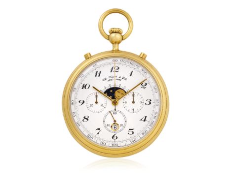 TISSOT CHRONOGRAPH AND MOON PHASE, 90s - Case: gold plated, snap-on caseback. Dial: signed, white, printed numerals, date, mo