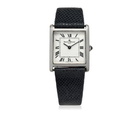 BAUME & MERCIER, 60s - Case: signed, n. 614, 200323, chromed metal, stainless steel snap-on caseback. Bracelet/Strap: – Dial: