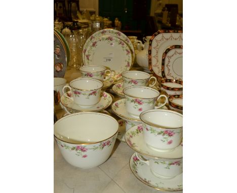 An Aynsley tea service, for six,  decorated with roses, printed marks