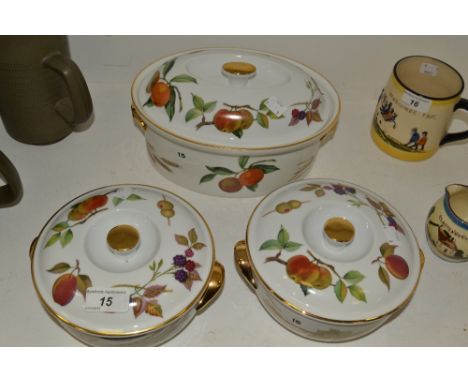 A pair of Royal Worcester Evesham pattern tureens;  another, oval (3)