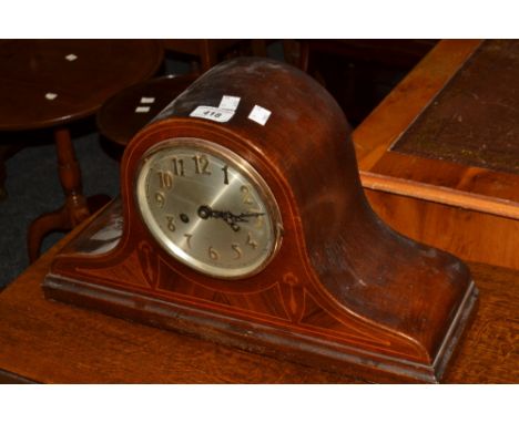 A 20th century mahogany Napoleon hat mantel clock, twin winding holes, eight day movement, c.1910