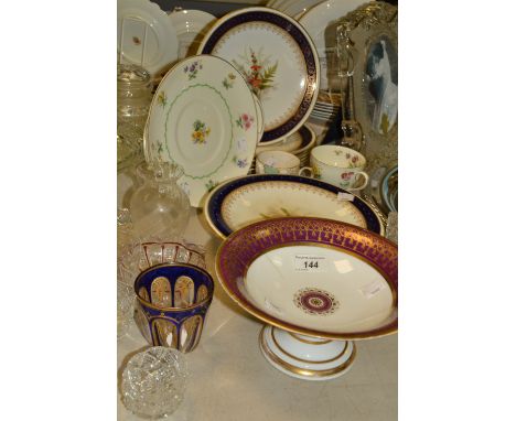 A Royal Worcester  part dessert service, decorated with flowers, banded border, .1880;  a Continental comport;  (faults) etc