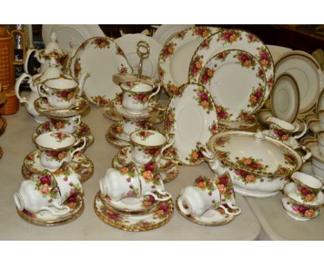A Royal Albert Old Country Roses dinner , tea and coffee service for six, including tureen , coffee pot , tea pot, cream jug,