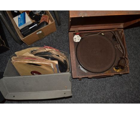 A Collardo record player; a section of records mostly 78's