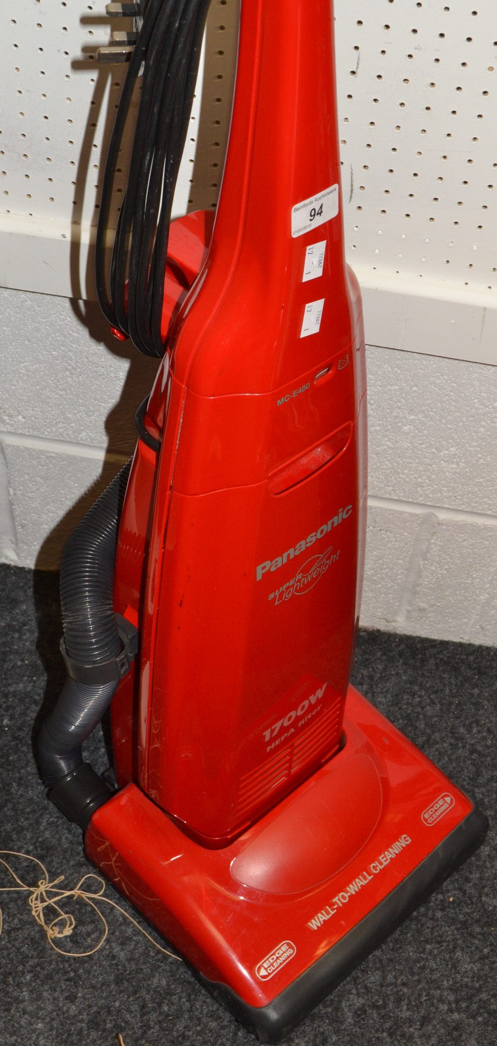 A Panasonic upright hoover model MC-E480