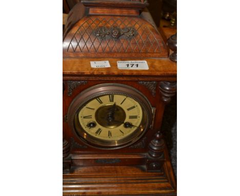 A Junghans bracket clock, two winding holes, eight day movement, stepped base