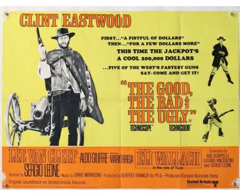 The Good, The Bad And The Ugly (R-1970's) British Quad film poster, Western starring Clint Eastwood, United Artists, folded, 