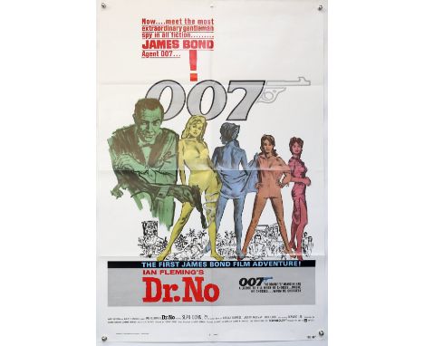 James Bond Dr. No (R-1980's) Licenced US One Sheet for the first film in the series staring Sean Connery, folded, 27 x 41 inc