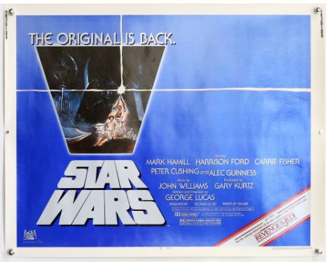 Star Wars (R-1982) US Half Sheet film poster, artwork by Tom Jung, rolled, 22 x 28 inches.           