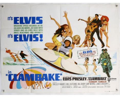 Clambake (1967) British Quad film poster starring Elvis Presley, folded, 30 x 40 inches.           