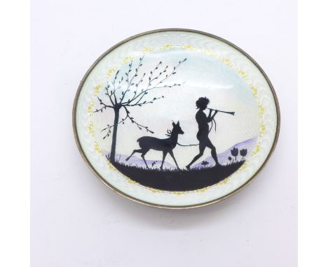 Aksel Holmsen, Norway, silver and guilloche enamel dish, 74mm