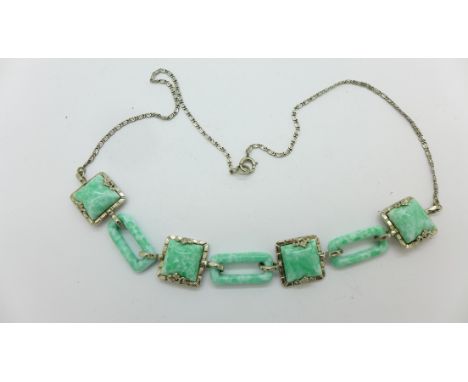 A Czechoslovakian jade mounted bracelet