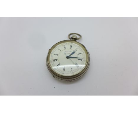 A silver cased Centre Second Chronograph pocket watch