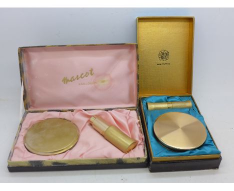 Two boxed compact sets, Max Factor and Mascot