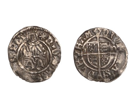 Henry VIII (1509-1547), Second coinage, Penny, Sovereign type, Durham, Bp Tunstall, mm. star on obv. only, cd by shield, 0.65