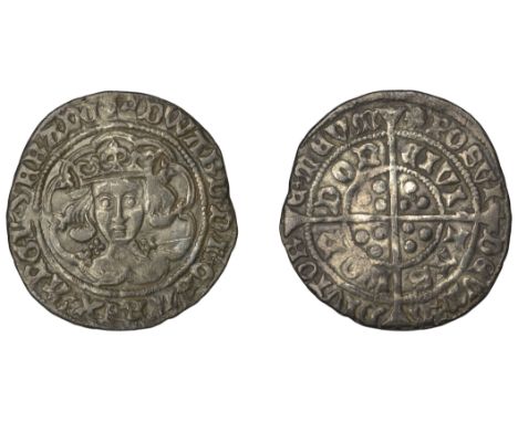 Edward IV (First reign, 1461-1470), Light coinage, Groat, London, class Vd, mm. rose, quatrefoils by neck, fleur on breast cu