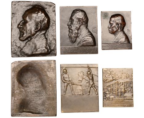 France, Miscellaneous plaques by Alexandre Charpentier (1856-1909) (3); Valère Mabille, 1904, a bronze plaquette, bust left, 