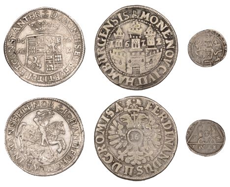 Germany, Hamburg, Ferdinand II, Half-Thaler, 1622, mm. hand, 13.97g/12h (Gaed. 578b; KM 164); Mansfeld-Eisleben, Johann Georg