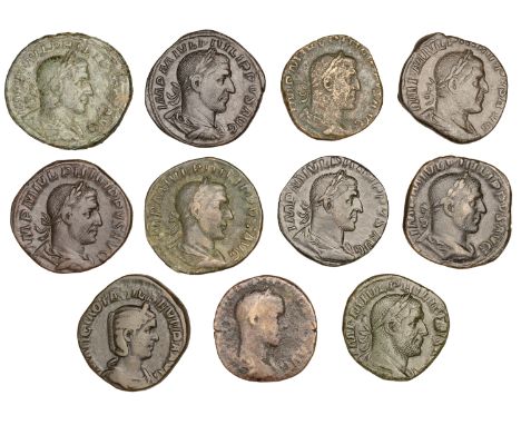 Roman Imperial Coinage, Philip I (244-249), Sestertius, Rome, 248, laureate, draped and cuirassed bust right, rev. She-wolf l