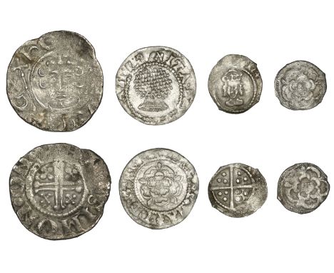John, Penny, class Vb, Canterbury, Simon, 1.22g/12h (N 970; S 1351); Henry VIII, Second coinage, Halfpenny, London, mm. lis, 