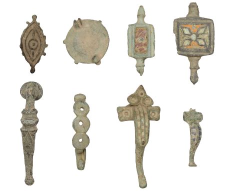 Romano-British, 1st century BC-3rd century AD, bronze brooches (8), Iron Age with flattened bow of three discs with upturned 
