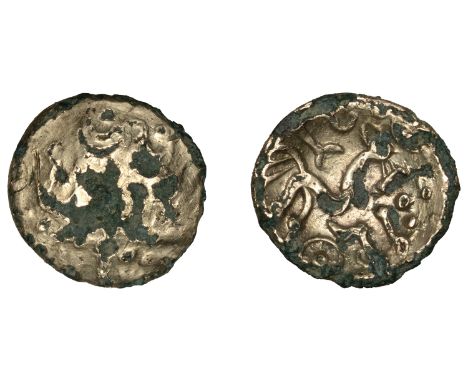 British Iron Age, ATREBATES and REGNI, Uninscribed series, plated Stater, British Qb, [Selsey uniface type], obv. small trace