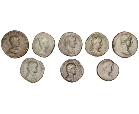 Roman Imperial Coinage, Geta (209-212), Sestertius, Rome, 211, laureate head right, rev. Italia seated left holding sceptre a