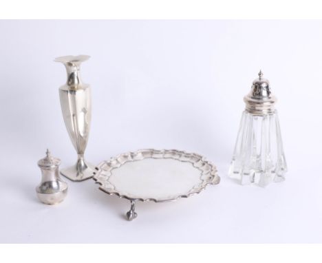 A Geo V silver waiter marked 'R. Miles Queen Street', maker mark RAM, diameter 15cm , approximately 6oz, together with a silv